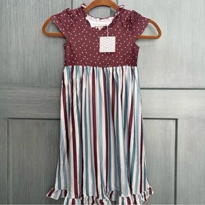 Cheeky Plum Wonder Stripe Loungewear Gown Nightgown 3T Christmas Burgundy Green